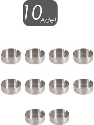 Mucit Home Küllük Metal Küllük Paslanmaz Çelik 10 Lu Kül Tablası Küllük Seti