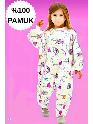 Mini Kiti Kışlık Uzun Kollu Çift Kat Organik Pazen %100 Pamuk Lolipop Çocuk Bebek Uyku Tulumu