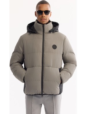 Avva Erkek Koyu Gri Kapüşonlu Su İtici Rüzgar Geçirmez -10°C Dayanıklı Şişme Mont A52Y6150