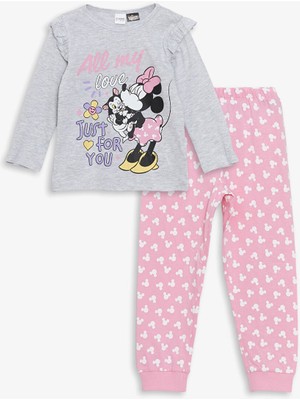 Lc Waikiki Yeni Sezon Bisiklet Yaka Minnie Mouse Baskili Kiz Cocuk Pijama Takimi - S54410Z1