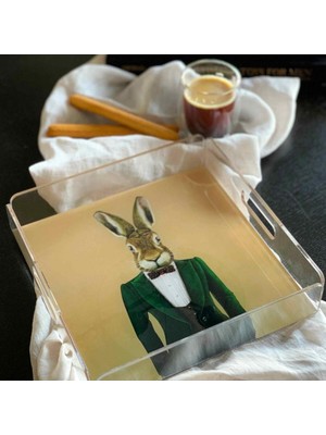 Home Mr.rabbit Tavşan Figürlü Pleksi Tepsi - 25X25 cm