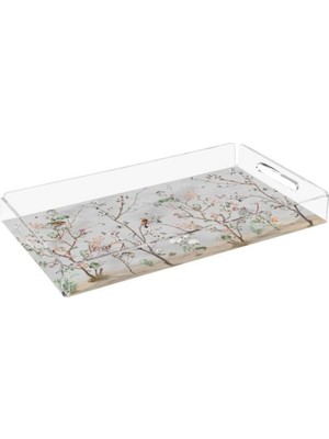 Gri Bahçe Pleksi Tepsi - PT2120 - 40X24CM