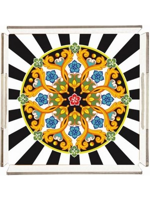 Modern Figüratif Pleksi Tepsi - 25X25CM