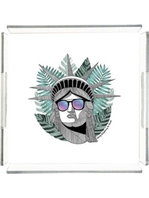 The Statue Of Liberty Pleksi Tepsi - 25X25CM