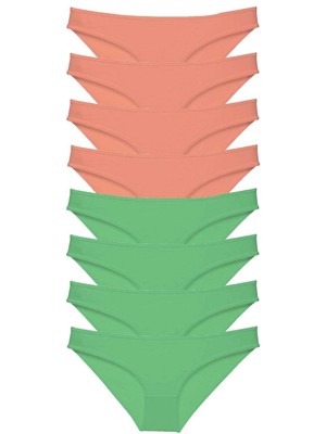 8 Adet Eko Set Likralı Kadın Slip Külot Pudra Yeşil