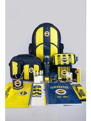 Dekomus Ile Yeni Sezon Lisanslı Fenerbahçe Full Kırtasiye Okul Seti Çubuklu Okul,3 Bölmeli Beslenme Çantası ve Kalem Çantası Ile 700 ml Matara,beslenme Kabı