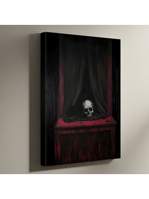 Karanlık Akademizm Tarzı Kafatası Soyut Sanat Tablosu