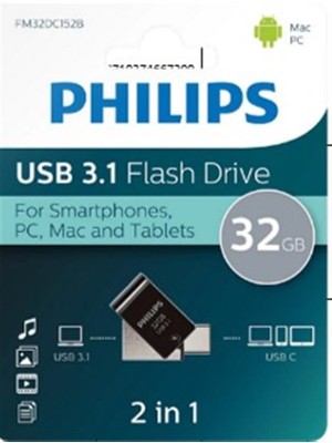 FM32DC152B/00 32GB 2 In 1 Type-C/usb 3.1 Siyah Gri USB Bellek