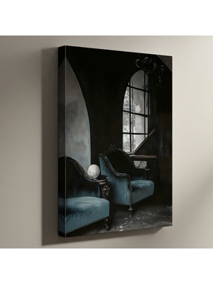 Karanlık Akademia Tarzı Kadife Koltuklar Soyut Sanat Tablosu