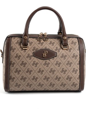 Silver Polo  Kadın Omuz Çantası 1091-47872 Sılver Polo Bayan Çantası M178 Koyu Bej-Mat Kahve