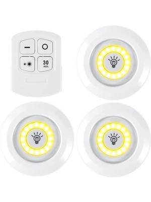 Ayarlanabilir Cob LED Gece Lambası, Kumandalı, Parlak ve Şık 3'lü Paket