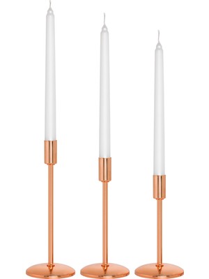 3'lü Üçlü Rose Şamdan Mumluk Dekoratif Ev Dekorasyon Paslanmaz