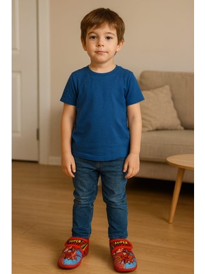 Süpermen Baskılı Cırtlı Erkek Çocuk Panduf