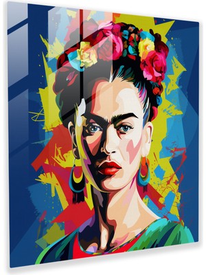 Popcas Frida Kahlo Cam Tablo - Ev Dekorasyonu Cam Duvar Sanatı