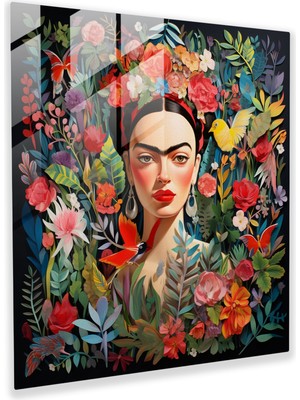 Popcas Doğanın Ihtişamı Cam Tablo - Frida Kahlo Ilhamlı - Oyunbaz ve Şaşırtıcı Cam Duvar Sanatı