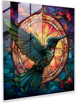Popcas Kutsal Uçan Cam Tablo - Kuş Nergisi Modern Sanat Cam Duvar Sanatı Efsanevi