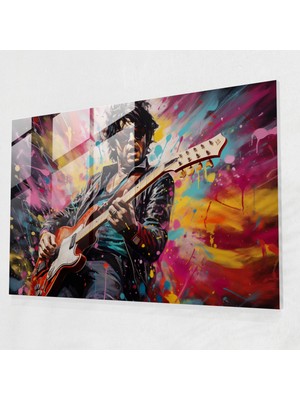 Popcas Grafiti Cam Duvar Sanatı - Efsanevi Müzisyen Portresi - Grafiti Cam Tablo Müzisyen Cam Sanatı