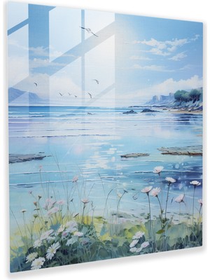 Popcas Huzurlu Plaj Manzaralı Kutsal Kur'an Cam Tablo - Ev Dekorasyonu Sahil Manzarası