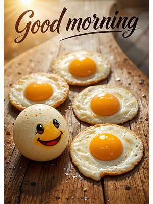 Bedeko Kahvaltılık Yumurtalar Ahşap Tablo