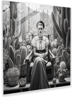 Popcas Frida Kahlo Cam Tablosu - Kaktüs ve Cam Sanatı ile Frida Kahlo