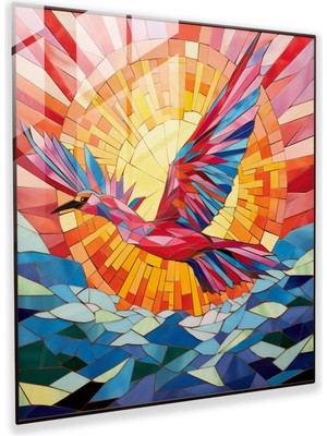 Popcas Asılı Flamingo Cam Sanatı - Modern Sanat Mozaik Ev Dekorasyonu