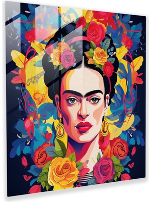 Popcas Frida Kahlo Cam Tablo - Frida Kahlo Cam Sanatı Modern Sanat Pop Sanatı Ilhamlı Illüstrasyon