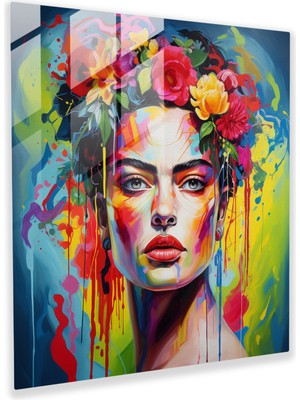 Popcas Frida Kahlo Cam Tablo - Soyut Resim Ikonik Öz Portreler Cam Sanat