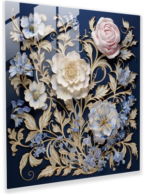 Popcas Kutsal Kuran Cam Tablo - Zarif Çiçek Motifleri