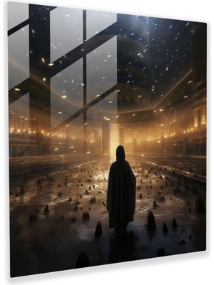 Popcas Kaaba Gerçeküstü Cam Tablo - Cam Tablo Kaaba Cam Duvar Sanatı