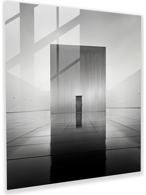 Popcas Kaaba Minimalist Cam Tablo - Duvar Dekorasyonu Siyah Beyaz Fotoğraf Minimalist