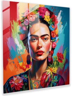 Popcas Frida Kahlo Cam Tablosu - Cam Sanatı Ev Dekorasyonu
