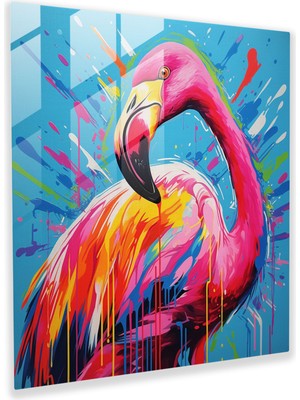 Popcas Flamingo Pop Sensation Cam Tablo - Flamingo Duvar Dekorasyonu Pop Sanatı Ilhamlı Sanat Eseri Cam Sanat
