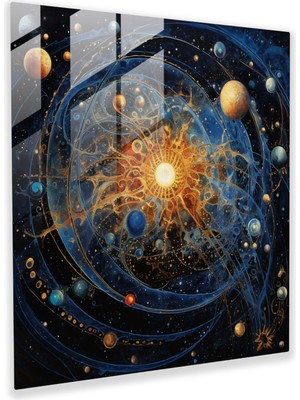 Popcas Kutsal Kur'an Evren Cam Tablo - Kutsal Kur'an Cam Sanatı Modern Sanat Harika