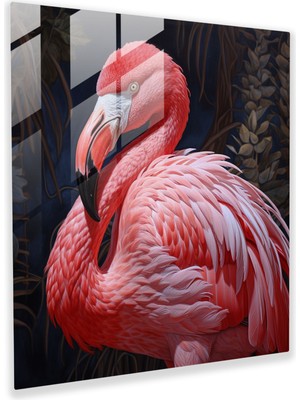 Popcas Gerçekçi Flamingo Cam Tablo - Flamingo Cam Sanatı Modern Sanat Doğa