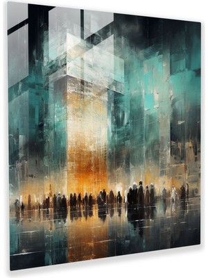 Popcas Impresyonist Cam Tablo - Efsanevi Kaaba - Efsanevi Güzellik Cam Duvar Sanatı