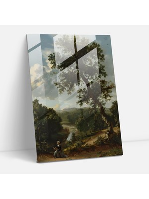 Popcas Johannes Vermeer Duvar Dekorasyonu - Açık Hava Manzara Cam Tablosu - Johannes Vermeer Cam Duvar Sanatı Cam Sanat Modern Sanat