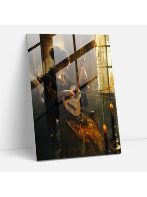Popcas Johannes Vermeer Cam Sanatı - Duvar Dekorasyonu Cam Duvar Sanatı