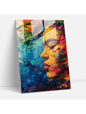 Popcas Frida Kahlo Tarzı Duvar Süsleme - Modern Sanat Kanvas Tablo - Güçlü Bakış