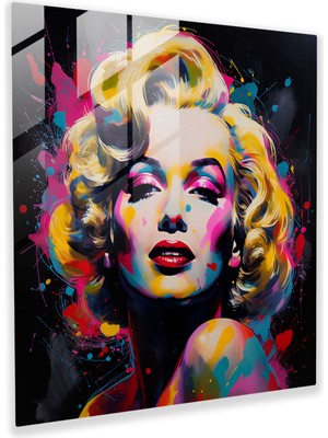 Popcas Marilyn Monroe Pop Art Cam Tablo - Marilyn Monroe Canlı Renkler Cam Duvar Sanatı Duvar Dekorasyonu