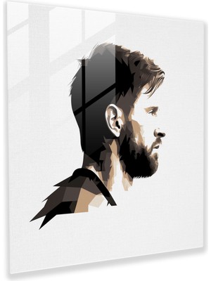 Popcas Minimalist Messi Cam Tablosu - Lionel Messi Modern Sanat Cam Duvar Sanatı Duvar Dekorasyonu