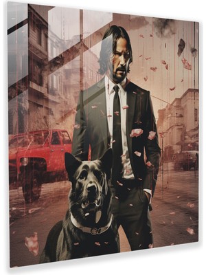 Popcas John Wick Modern Kollaj Cam Tablo - Duvar Süsü John Wick Tasarımı