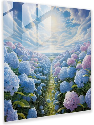 Popcas Hydrangea Cam Tablo - Sonsuz Alan - Hydrangea Cam Tablo Sonsuz