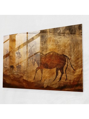 Popcas Orta Taş Devri Doğa Cam Tablosu - Orta Taş Devri Muhteşem Manzaralar Orta Taş Devri Kaya Resimleri Cam Sanatı