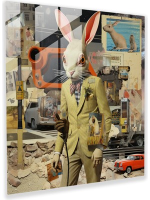 Popcas Oyuncu Postmodern Cam Tablosu: Elmer Fudd'un Mismatched Elementlerle Dolu Surrealist Dünyasında