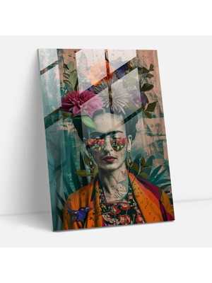 Popcas Frida Kahlo Tarzı Ev Dekorasyonu - Frida Kahlo Eserleri Cam Tablo Ev Dekorasyonu Modern Sanat