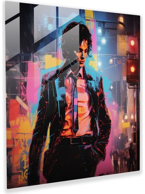 Popcas Michael Jackson Cam Tablosu - Neon Silüet - Michael Jackson Silüet Neon Sanat Eseri Canlı Neon Işıklar