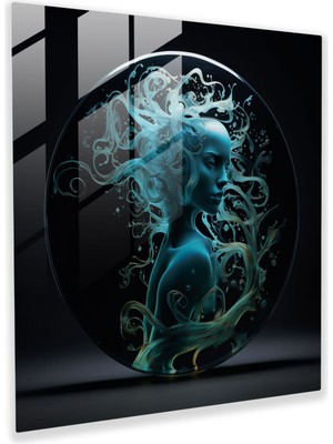 Popcas Medusa Cam Tablo - Soyut Silüet Detaylı Kıvrımlar ve Desenler ile - Ev Dekorasyonu Duvar Dekorasyonu