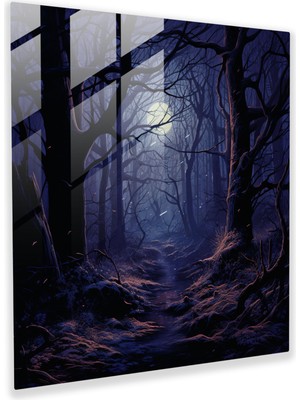 Popcas Gece Ormanı Cam Tablo - Modern Sanat Cam Sanat