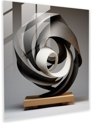 Popcas Soyut Cam Heykel - Lentiküler Geometrik Sanat - Döner Kayan Modern Sanat