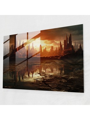 Popcas Orta Taş Devri Cam Duvar Sanatı: Gerçeküstü Dijital Kompozisyon - Orta Taş Devri Cam Sanatı Ev Dekorasyonu Gerçeküstü Dijital Sanat